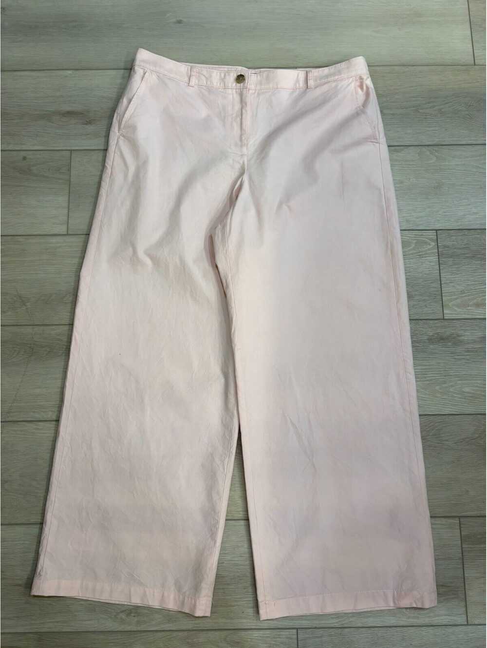 J. Crew Pants Womens 16 Pink Full Length Wide Leg Cotton Linen Blend Trouser